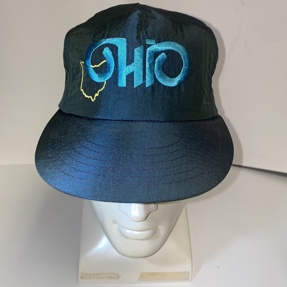 Rare Vintage Ohio Blue Nylon Hat Snapback Adjustable 80's 90's Ohio State OSU